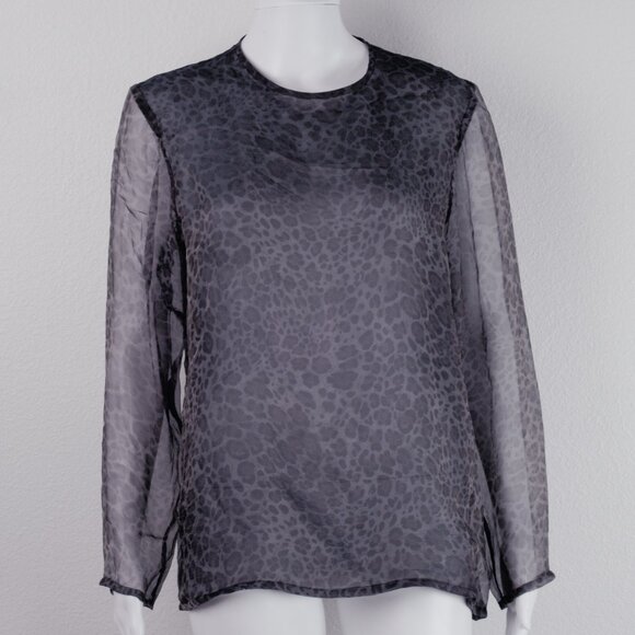 Vintage Yves Saint Laurent Sheer Leopard Blouse 100% Silk 80s Size 42 - Picture 1 of 4